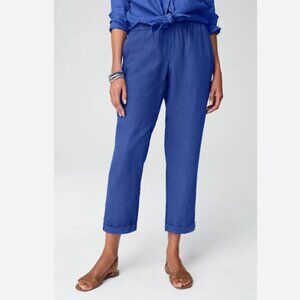 NWT J.Jill Linen Coast Relaxed Blue Straight Leg Pants